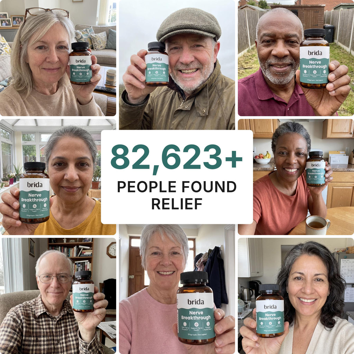 82,623+ people found relief: customers holding Brida Nerve Breakthrough