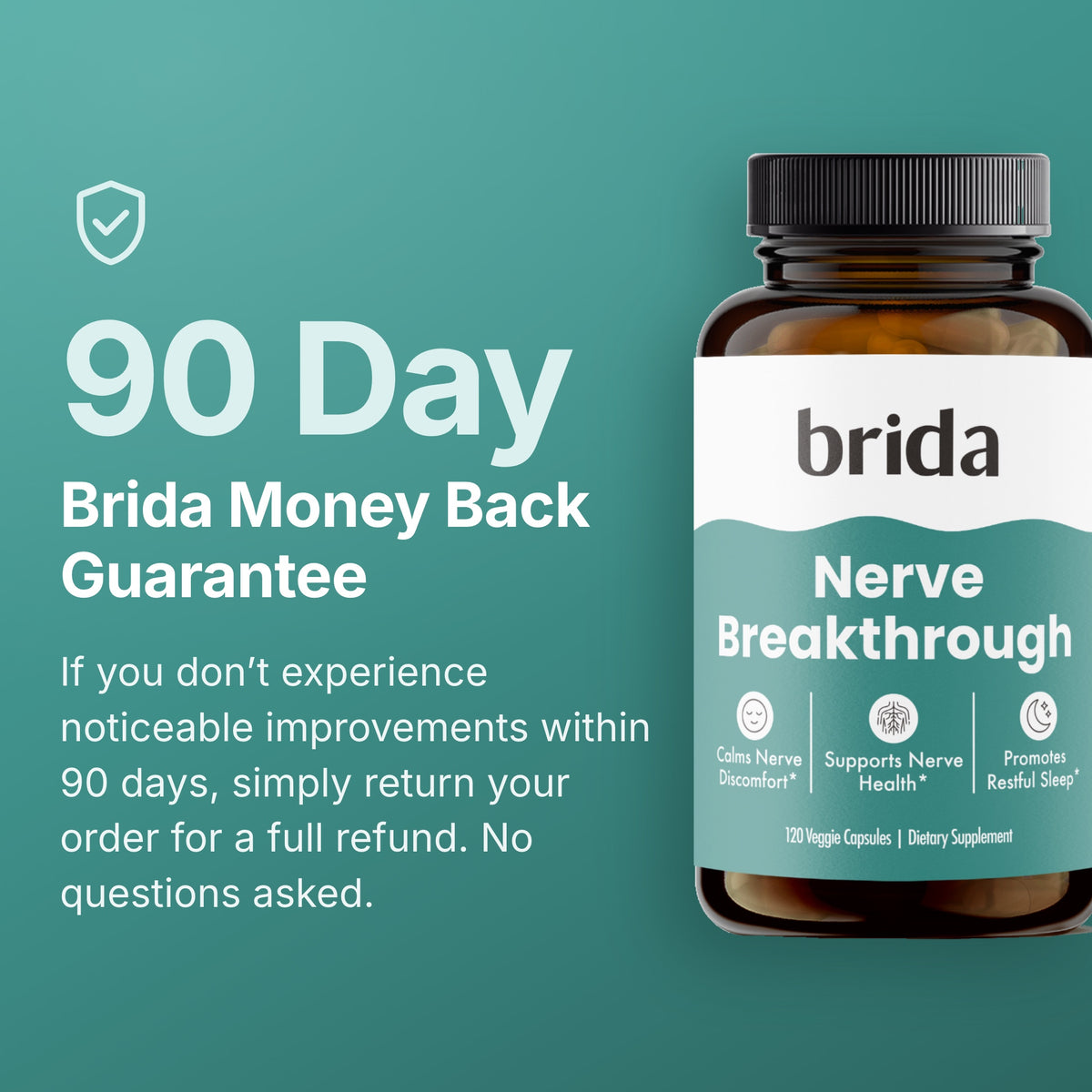90-day Brida money-back guarantee with Nerve Breakthrough bottle